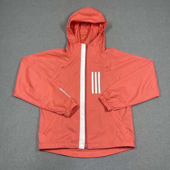 adidas Jacket Womens XS Salmon Pink Hooded Ripstop Windbreaker W.N.D Running - Picture 1 of 12
